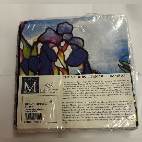 New 20 Paper Napkins Tiffany Museum MOMA 6 1/2” x 6 1/2” made in Germany - Picture 2 of 16